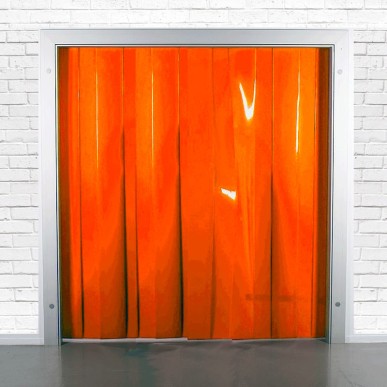 rideau laniere pvc orange opaque