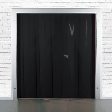 rideau laniere pvc noir opaque
