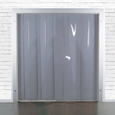 rideau laniere pvc gris opaque
