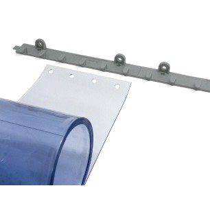 laniere pvc transparente sur système fixation polypropylene