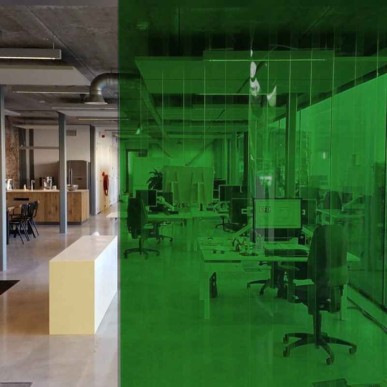 rideau lanière pvc vert tranparent